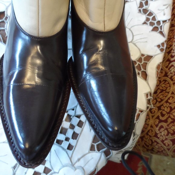 Prada Chocolate Brown/Beige Leather Ankle Boot with Western Flair Style Size 37 - Picture 8 of 16